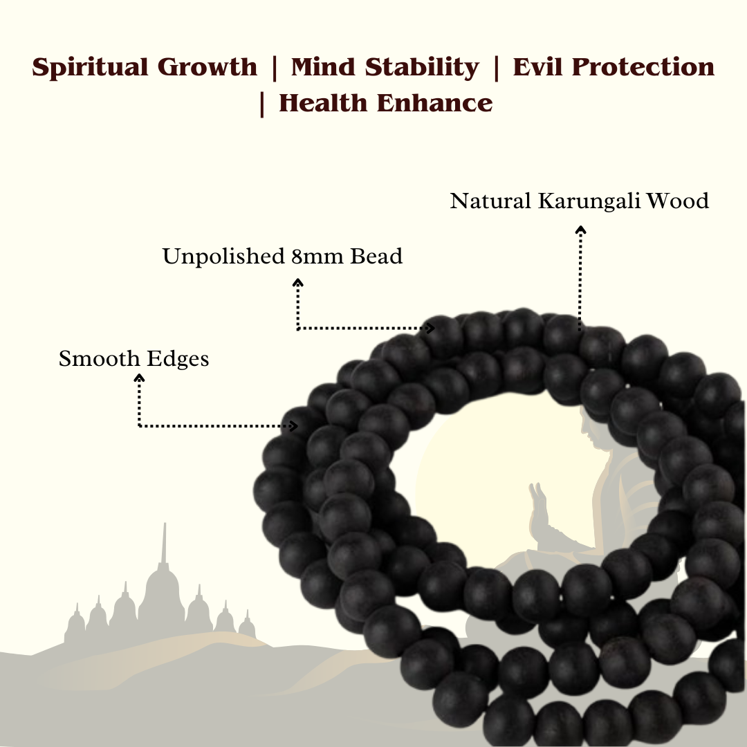 Original Karungali Malai 108-Beads Ebony Wood with Govt. Certified